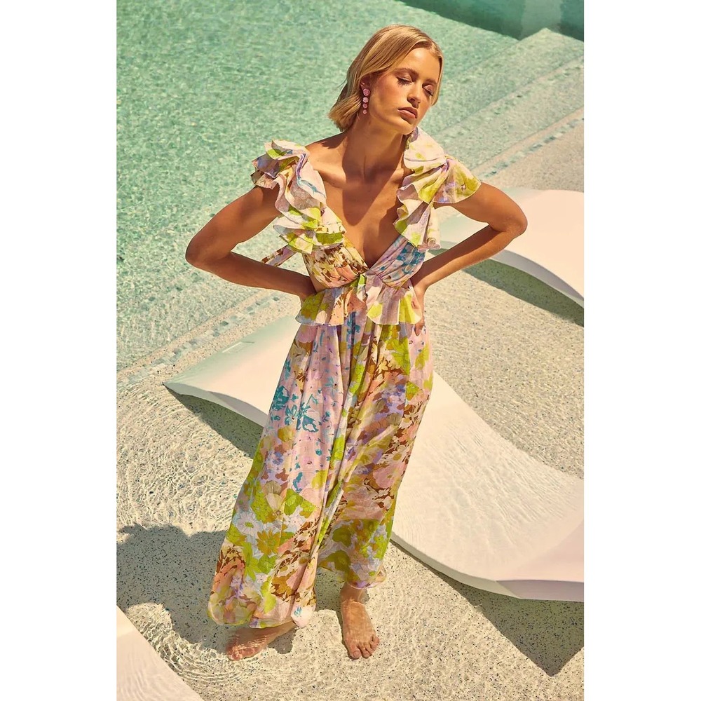 Zimmermann Patch Floral Pop Ruffle Sleeve Maxi Dress Size 1 US 6 - Picture 2 of 14
